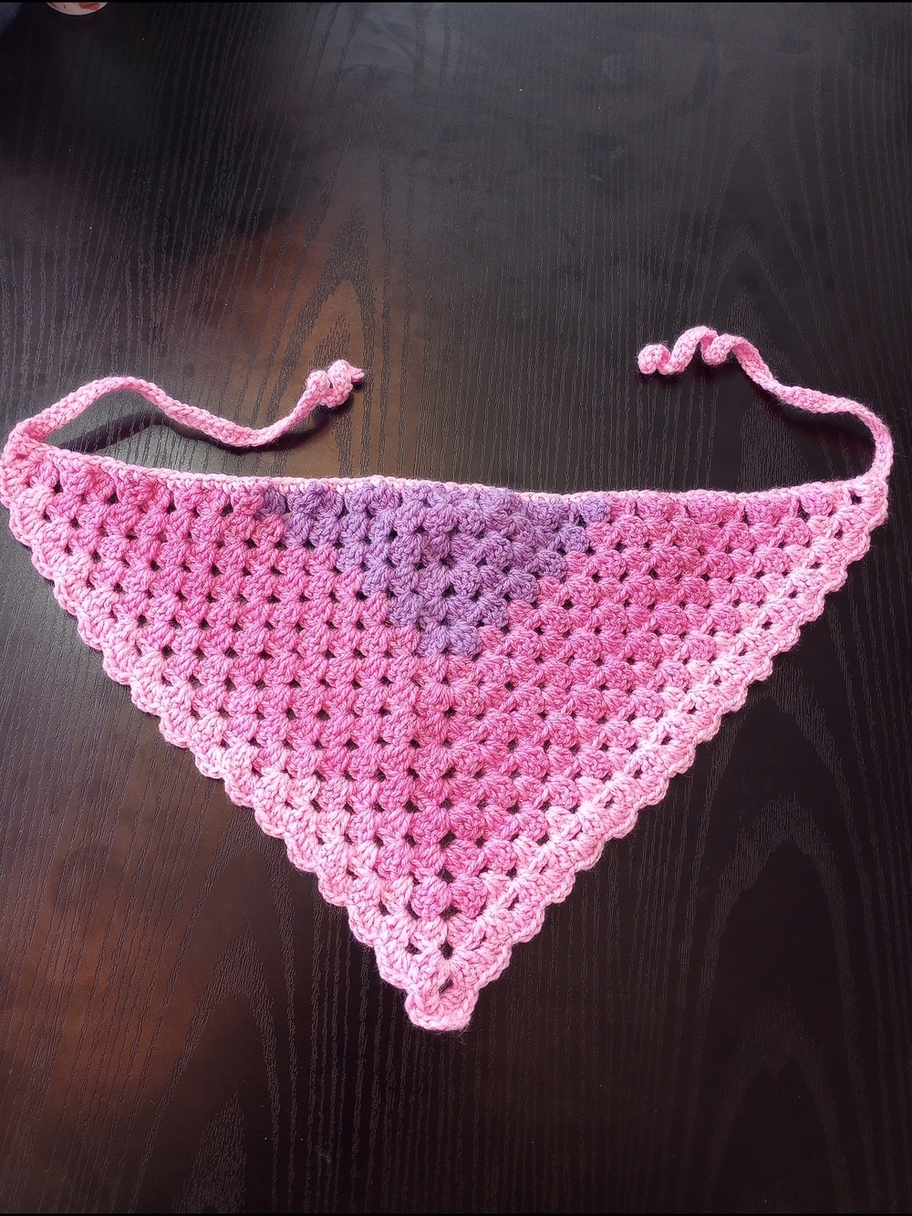 Handmade Crochet Sparkly Triangle Bandana Scarf Pink Purple Summer Beach Festive
